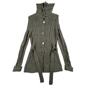 The Limited Women's Cardigan Sweater Button Front Army Green Wool Blend Size S